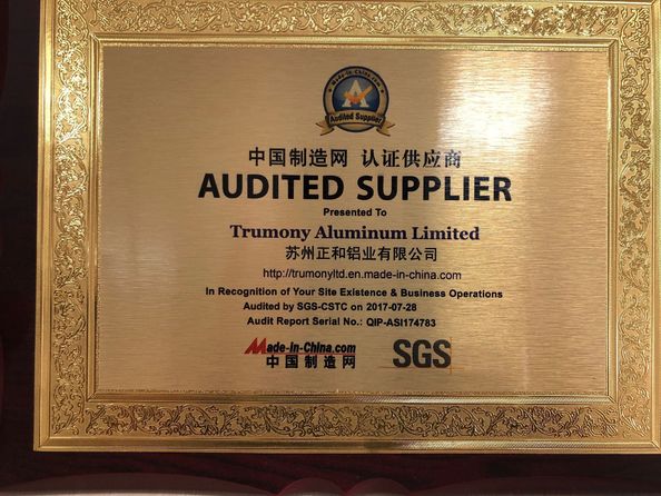 Çin Trumony Aluminum Limited Sertifikalar